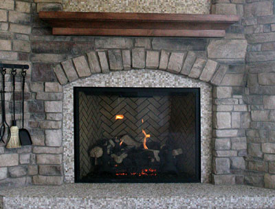 Delafield Ledgestone veneer fireplace